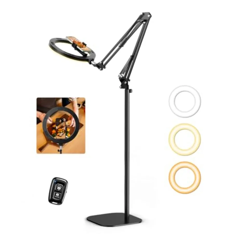 

Adjustable 70.8 Tall Ring Light with Tripod Stand for iPhone Evershop 10 Overhead Camera Mount with Phone Holder for Profession