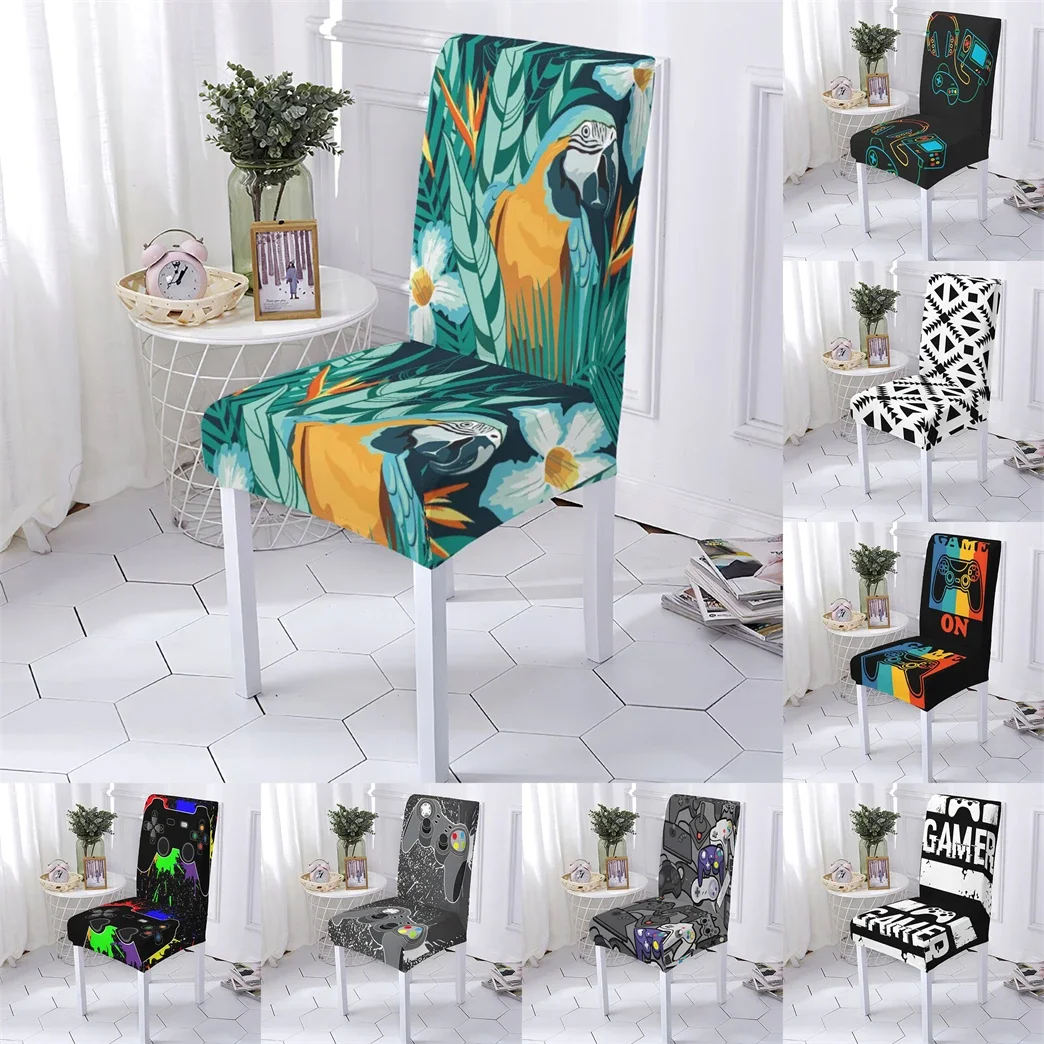 Game Console Style Chair Cover Office Chairs Covers Game Pad Pattern Anti-Dirty Seat Chairs Covers Dining Room Home Stuhlbezug