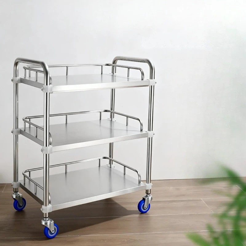 Stainless Steel  Car Three-Layer Instrument TrolleyDressing And Nursing Beauty Treatment