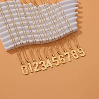 Stainless Steel Angel Number 0 1 2 3 4 5 6 7 8 9 Necklace For Women Men Lucky Number Gold Color Chain Necklaces Jewelry Gift