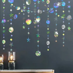4M Silver Iridescent Paper Banner Frozen Party Supplies Birthday Decoration Adult Kids Boy Girl Gender Reveal Wedding Decor