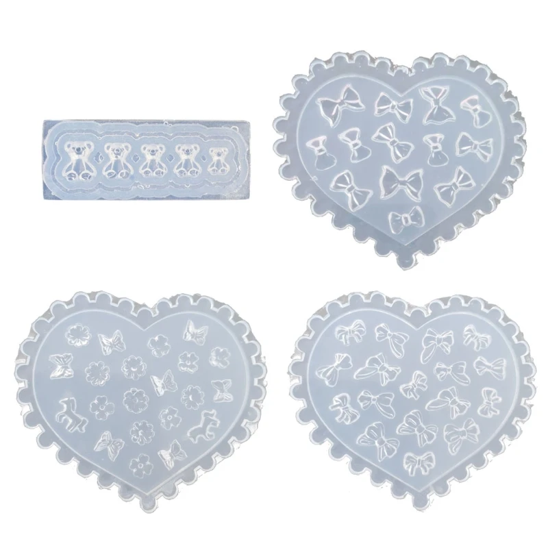 

4Pieces Soft Silicone Bear Mold for DIY Decor Craft Art Maincure Tool