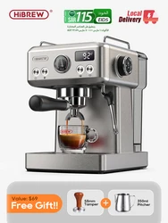 HiBREW 20Bar Semi-automatische Espressomachine Temperatuur Verstelbare 58mm Filterhouder Koud/Warm Koffiezetapparaat Metal CaseH10A