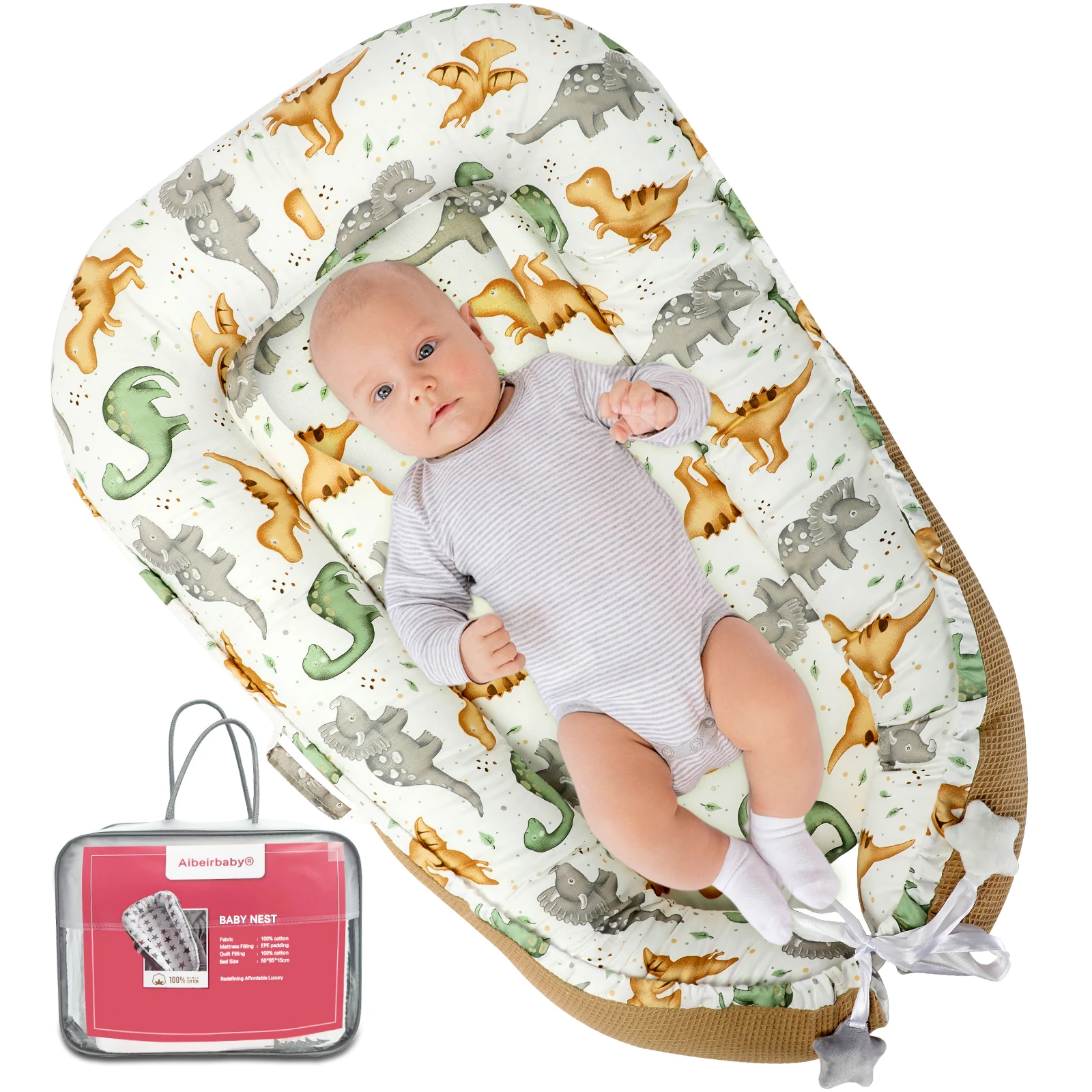 Baby Lounger for Newborn Cover，Removable Slipcover Infant Nest-Breathable & Portable Adjustable Cotton Soft Baby Floor Seat - fo