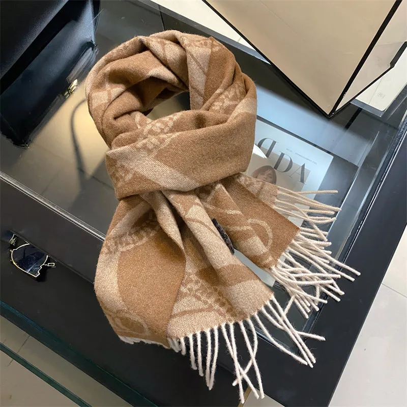 NEW 100% Wool Winter Scarf For Women Long Warm Cashmere Scarves Hijab Solid Lady Shawl Wrap Female Pashmina Bandana Head Scarfs