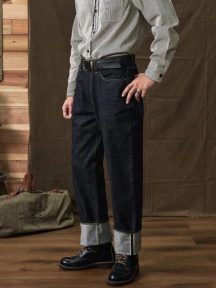 

Retro American 550 Original Jeans Red Ear Denim Wide Leg Men's Loose Straight Workwear Trousers Faionable Ci Youth Cotton