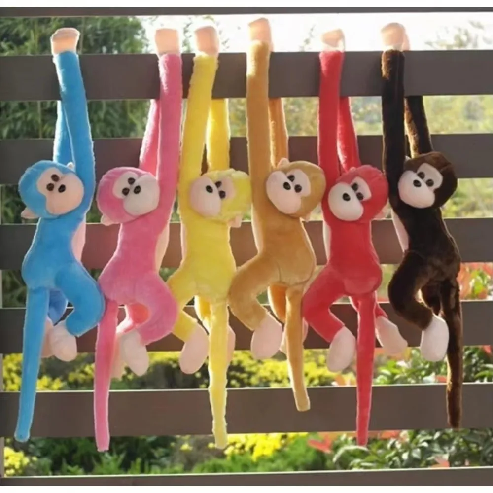 Macaco de braço longo colorido macio pendurado boneca de pelúcia macaco brinquedos casa macaco pingentes ornamentos de macaco de braço longo