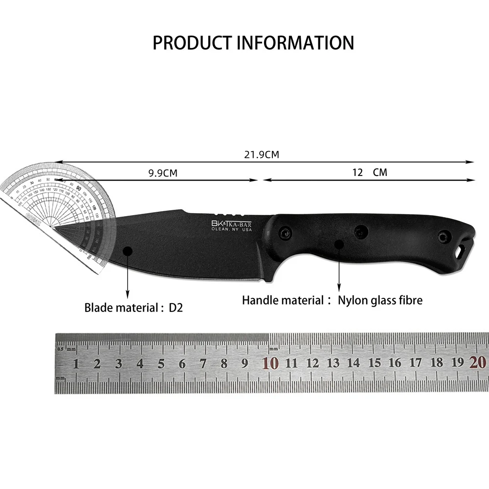 KA-BAR Tactical Fixed Blade Knife Nylon Fiberglass Handle Wilderness Hunting Survival Knife Outdoor Camping Tools Kydex Sheath