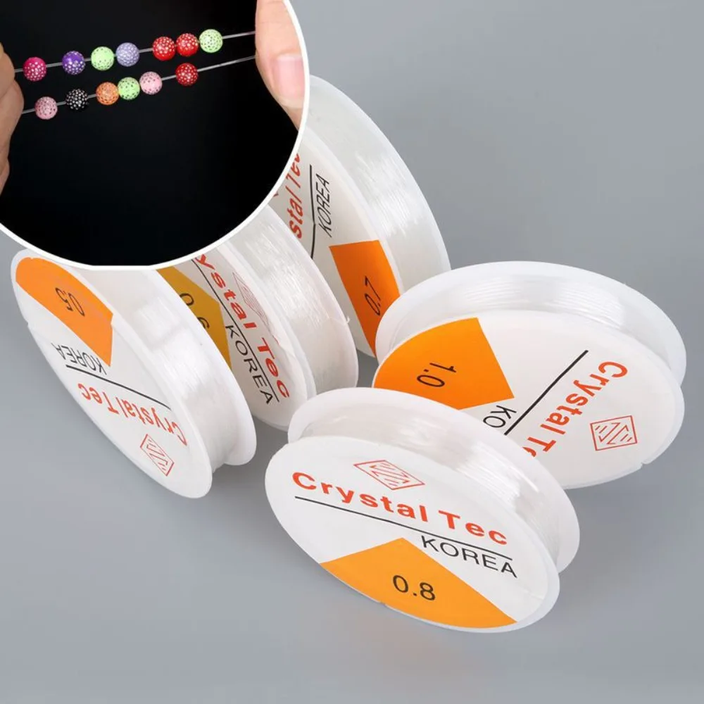 Белый кристалл, эластичный шнур для бусин, гибкие эластичные хрустальные бусины, нить 0,5 0,6 0,7 0,8 1,0 мм, эластичная проволока для изготовления ювелирных изделий