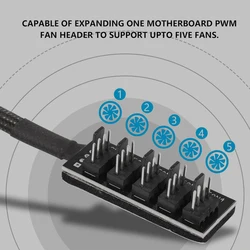 4-Pin PWM PC Fan Hub PC 5 Way Splitter 1 to 5 Splitter 5 Way PC Case Internal Motherboard 4pin/3pin Fan Power Extension Cable