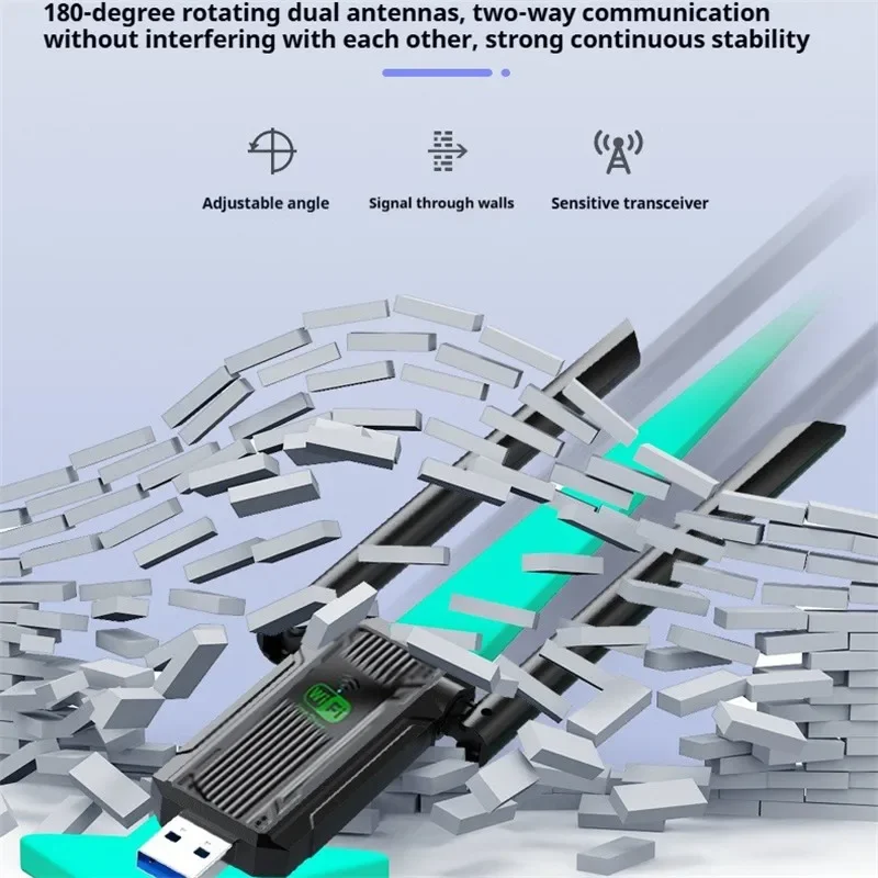 Adaptador USB WiFi de 1200Mbps, banda Dual, 2,4G, 5Ghz, Dongle, 2 antenas, USB 3,0, receptor de tarjeta de red inalámbrica para PC y portátil