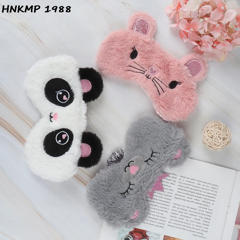 Panda Eye Mask Women Plush Animal Mouse Bear Eye Cover Cute Plush Eye Mask Girl Toy Suitable For Travel Home Party Eyeshade