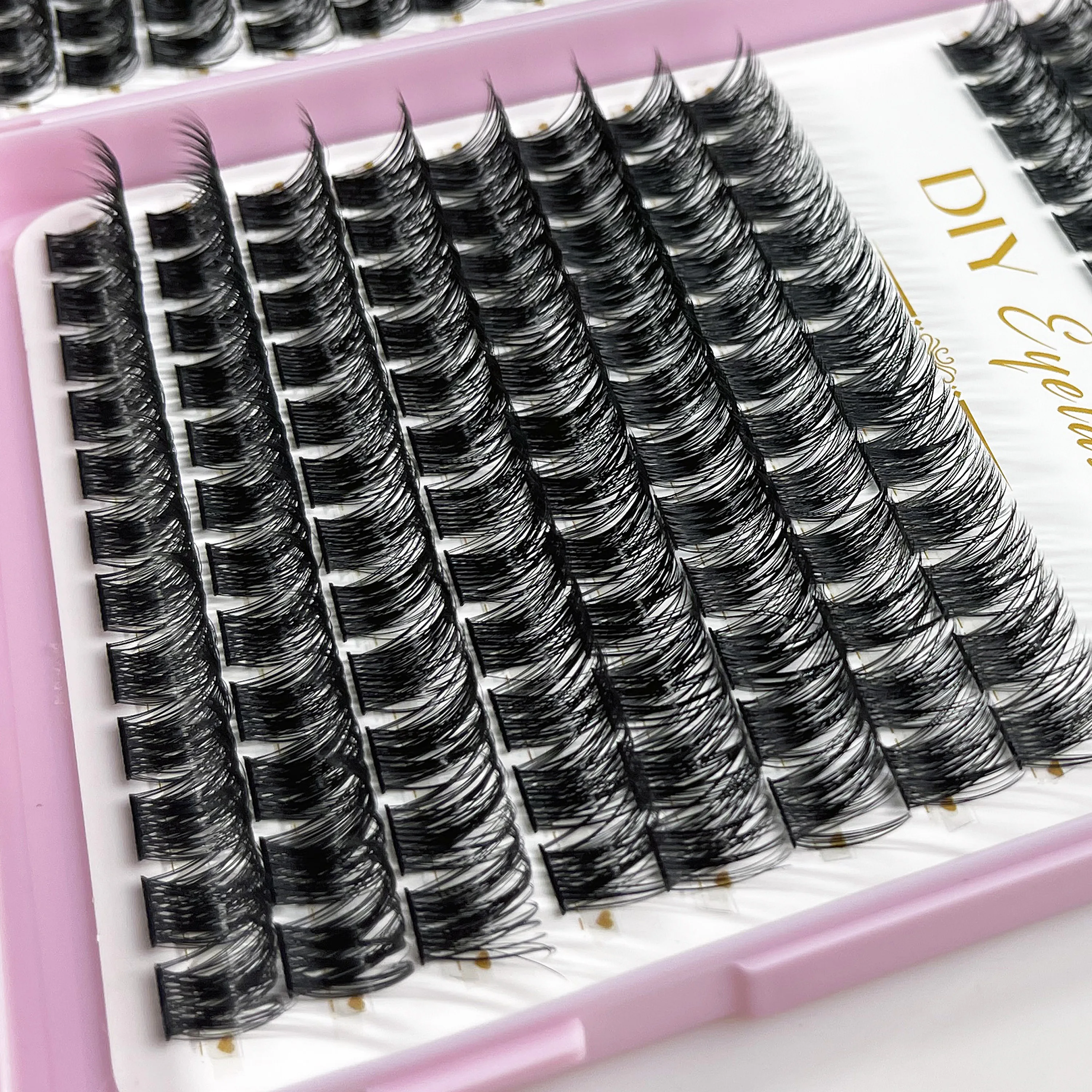 384 Uds grupo de pestañas postizas de visón sintético extensión de pestañas naturales 8-16mm mezclado DIY grueso Individual herramienta de maquillaje en racimo de pestañas
