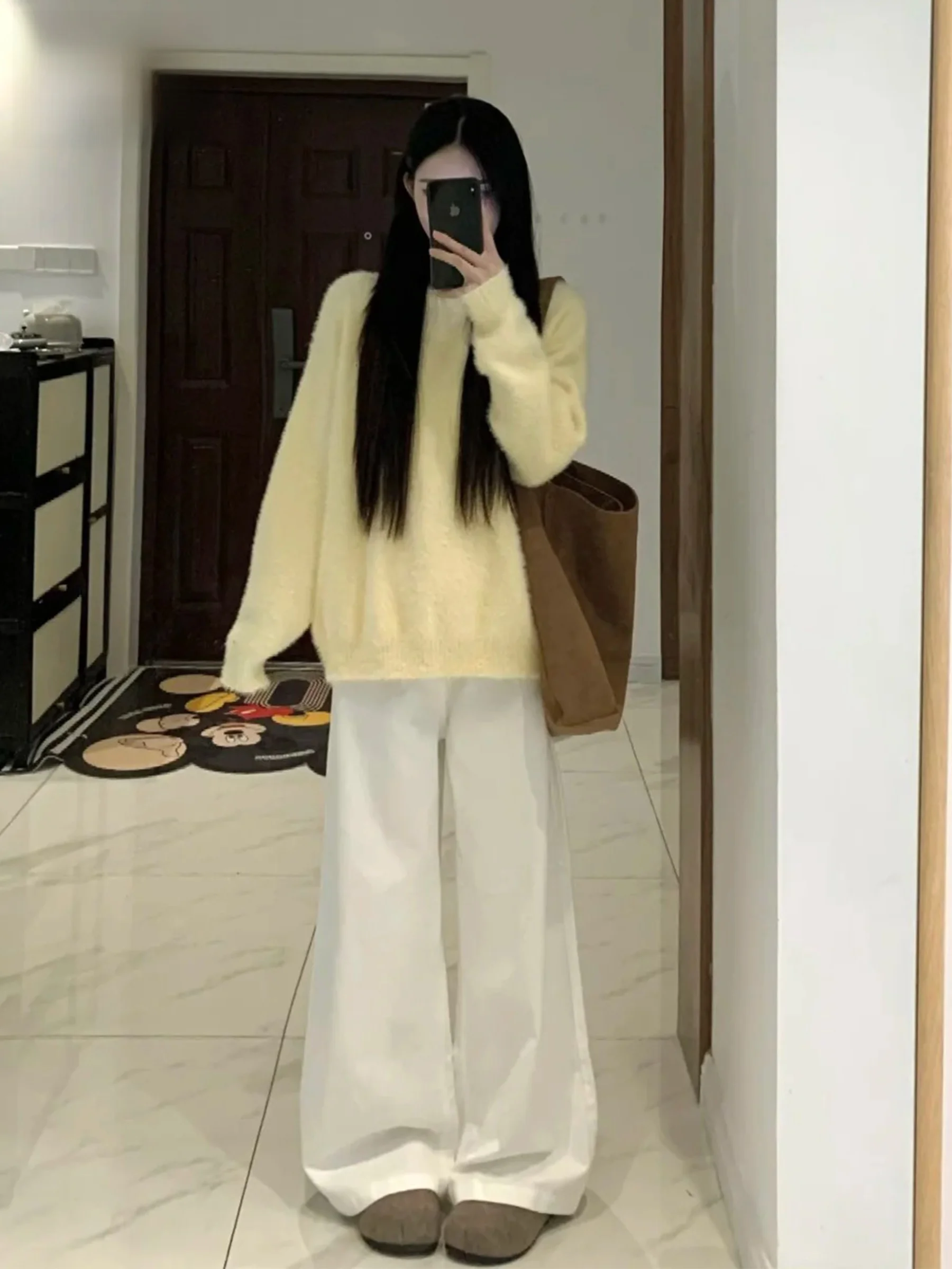 

Джинсы с высокой талией и флисовой подкладкой, широкие брюки прямого кроя для женщин, летние, свободные, удлиненные, в американском стиле, повседневные