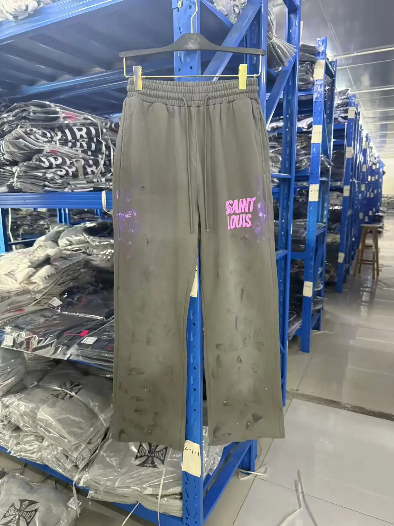 New Men 2026 SSSAINT LOUIS Washed Old Holes Cargo Comfortable Cotton Parkour Sweat Casual Pants Sweatpants tag #a24