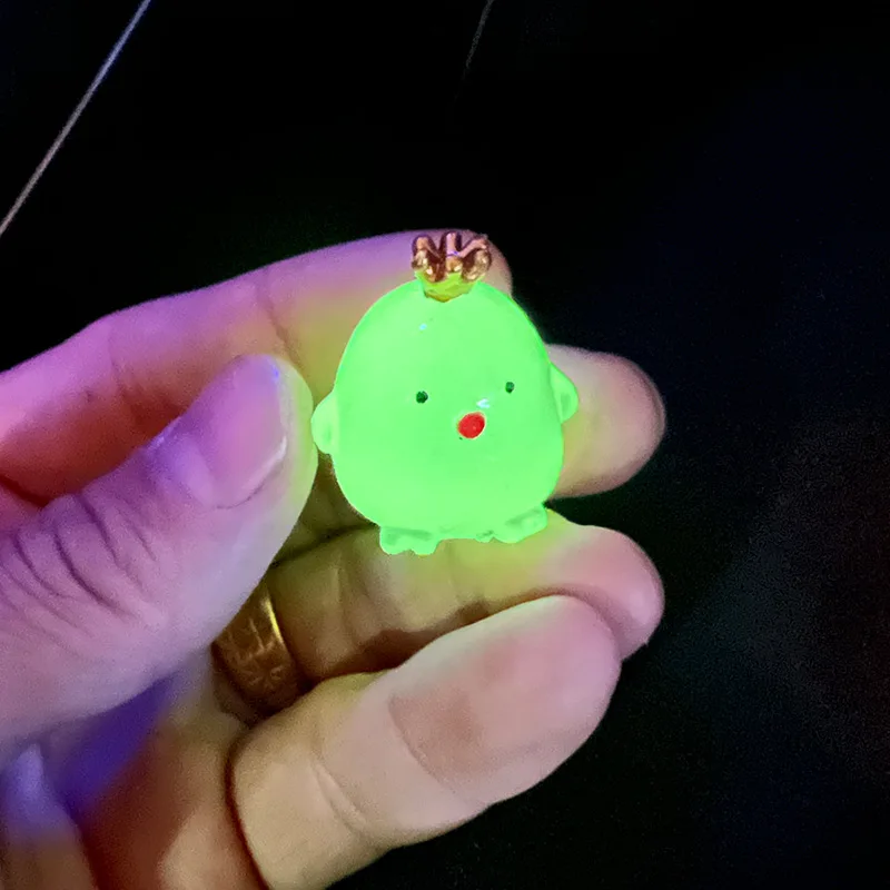 50pcs 3D Luminous Transparent Resin Crown Chicken Cabochon Charm DIY Crafts Supplies Micro Landscape Decoration 27x28mm