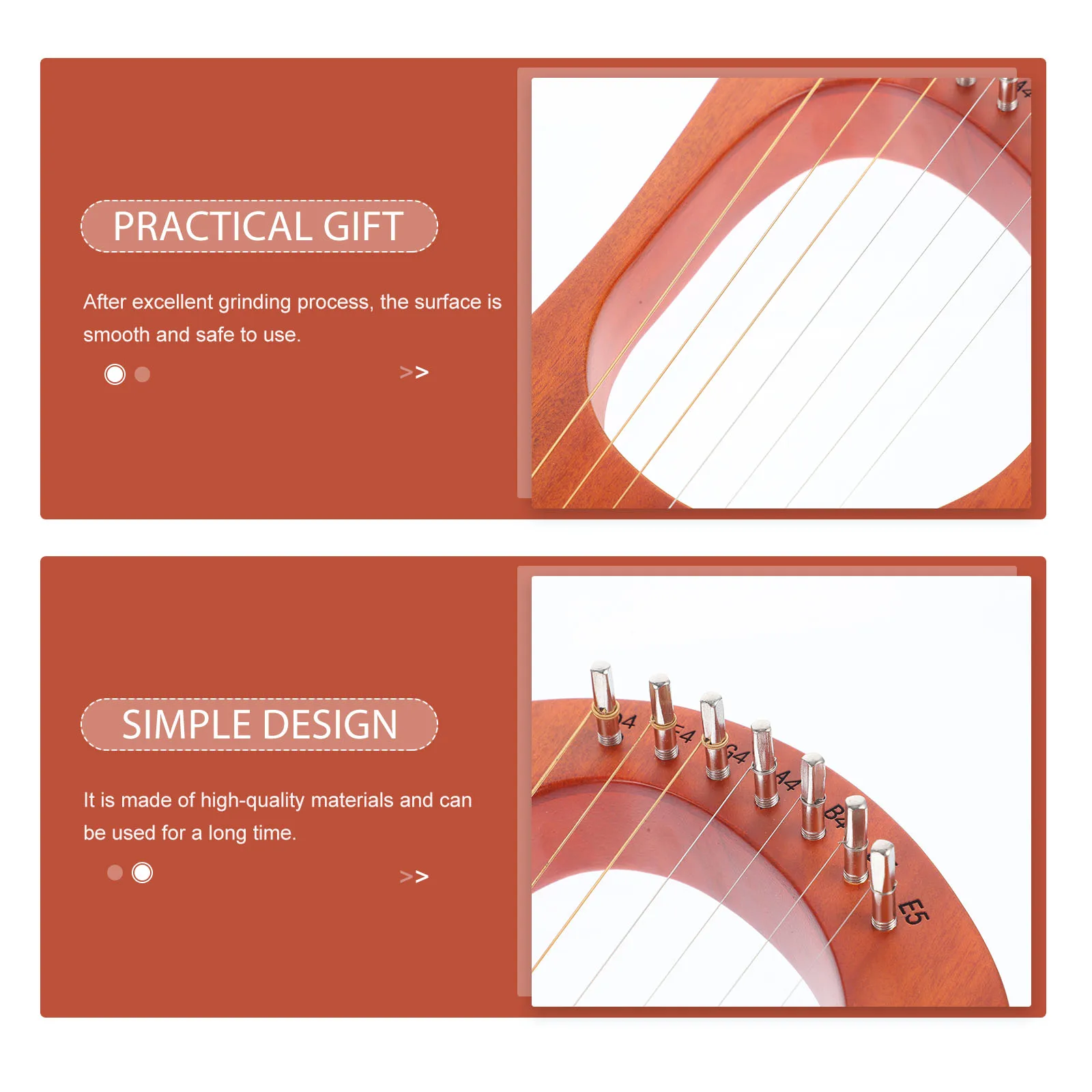 

1 set Wooden Lyre Harp 7-String Retro Portable Handheld Harp Ancient Style String Instrument Musical Gift For Adults