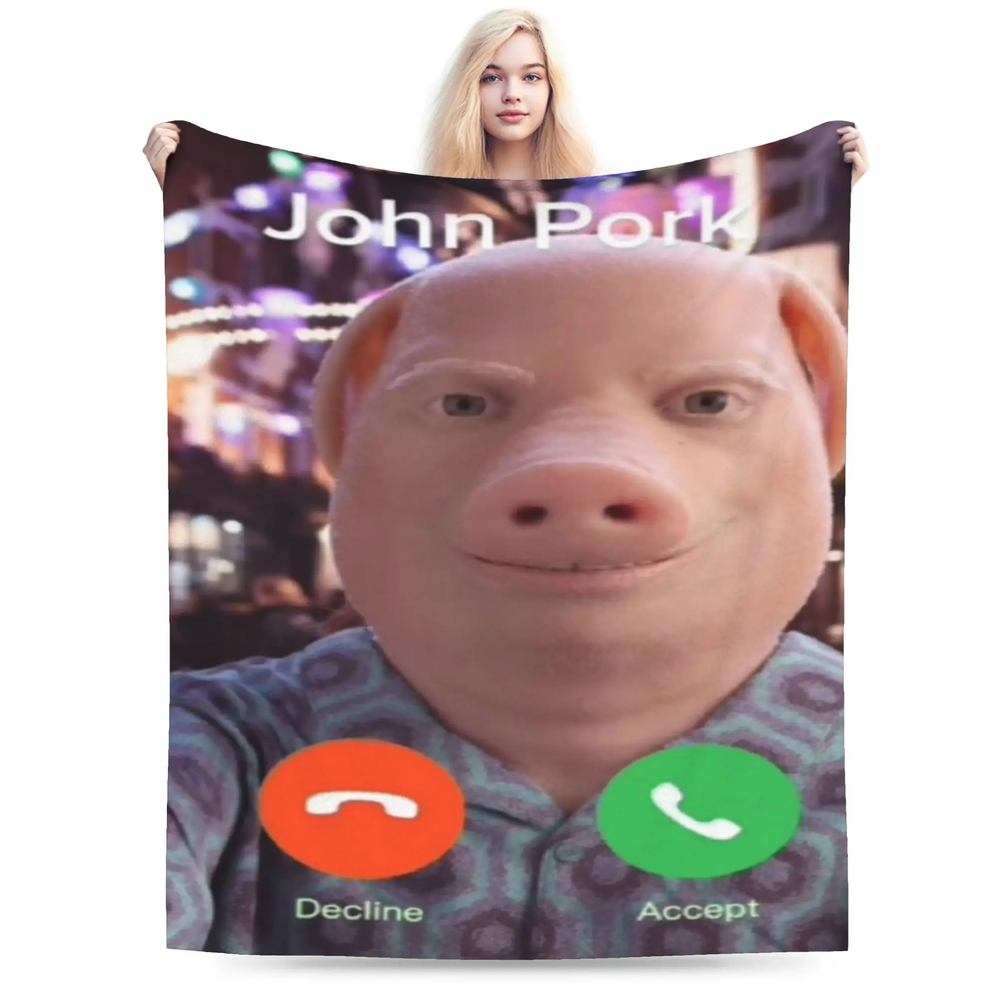 Stylish John Pork is calling Blankets Soft Fleece  Relax Throw Blanket Machine Washable