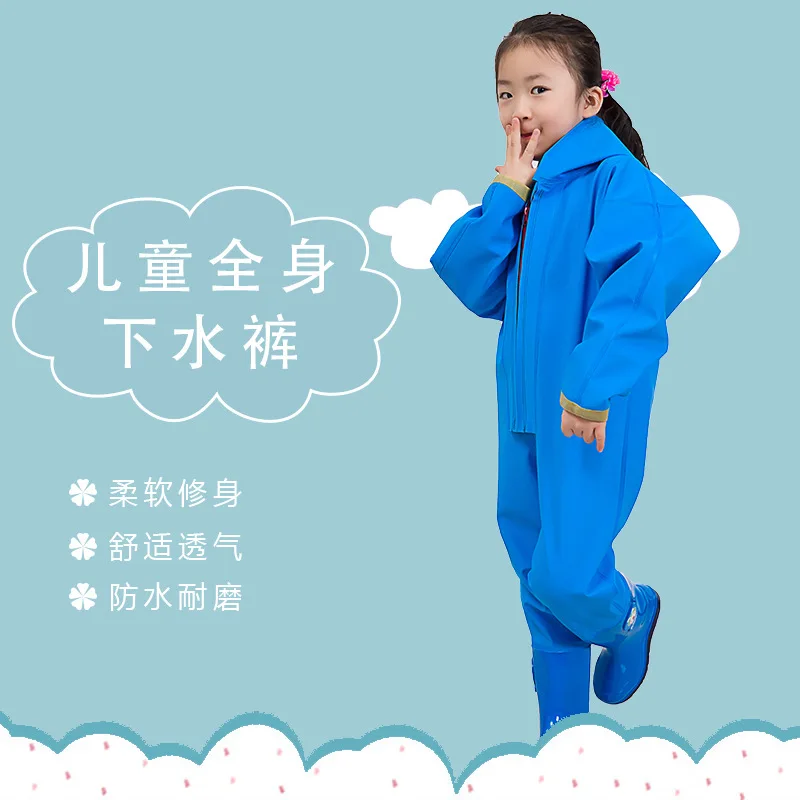 Children's Full Body Water Wading Pants Protective Clothing Waterproof Rain Pants Kindergarten Play Sand Fishing Uniforms