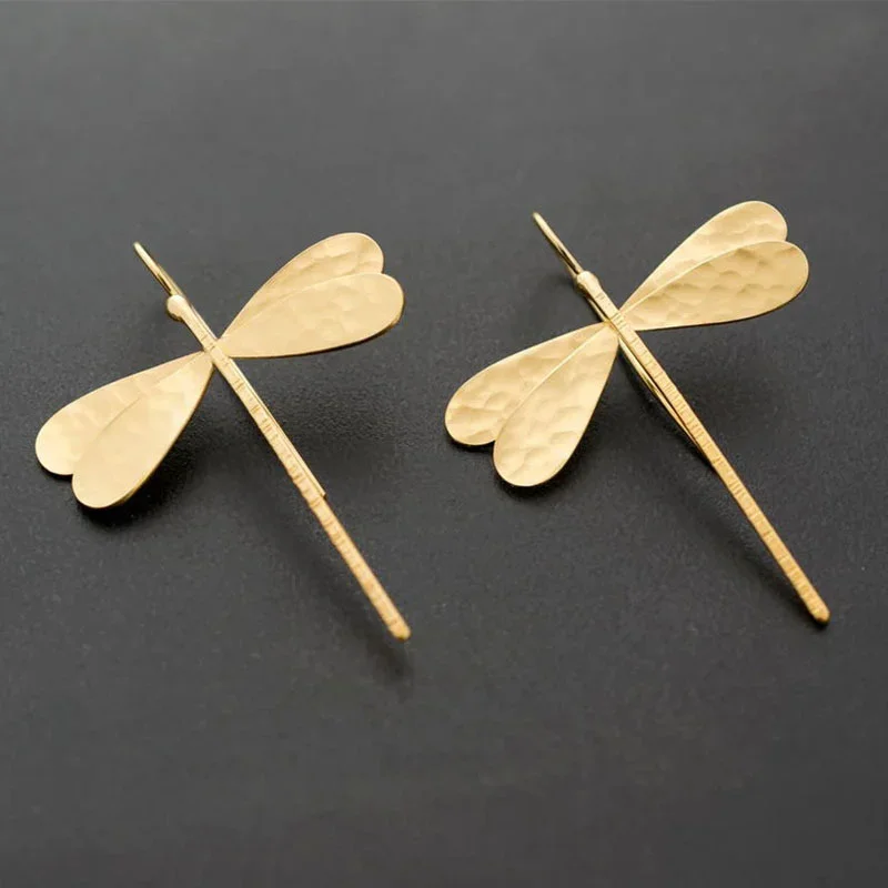 New Simple Creative Animal Dragonfly Gold Color Dangle Pendant Earrings for Women Earrings Accessories Gift Custom Jewelry