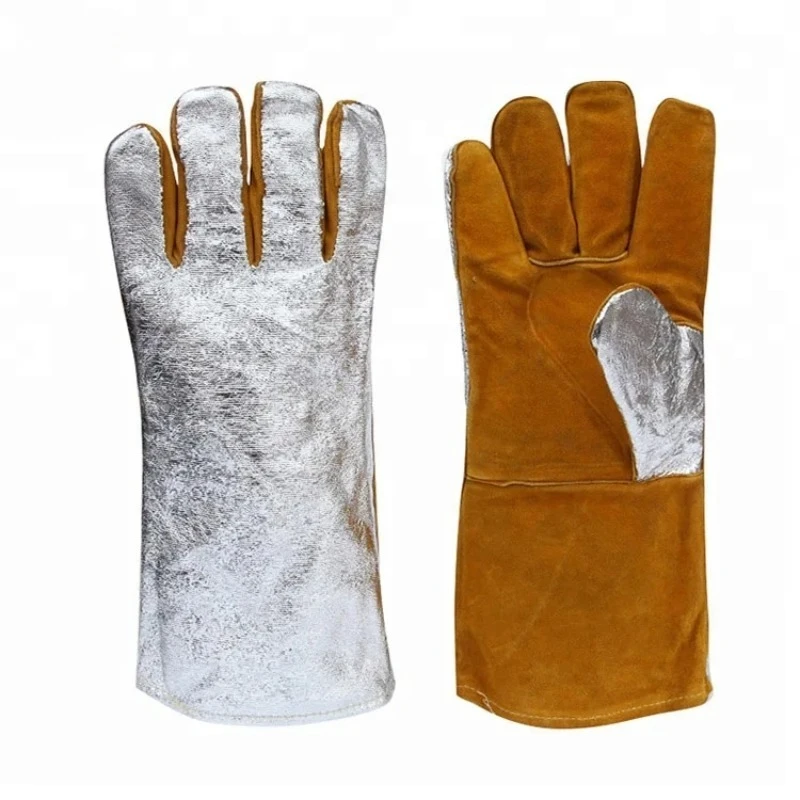 Anti-flash aluminized firefighter gloves cowhide leather work welding safety gloves