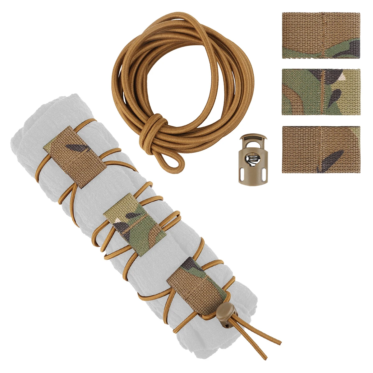 Tactical Old Glory Flag Bungee Elastic Fastener Strap Shock Cord Retention Molle Webbing Loop Cord Lock Secure Attachment
