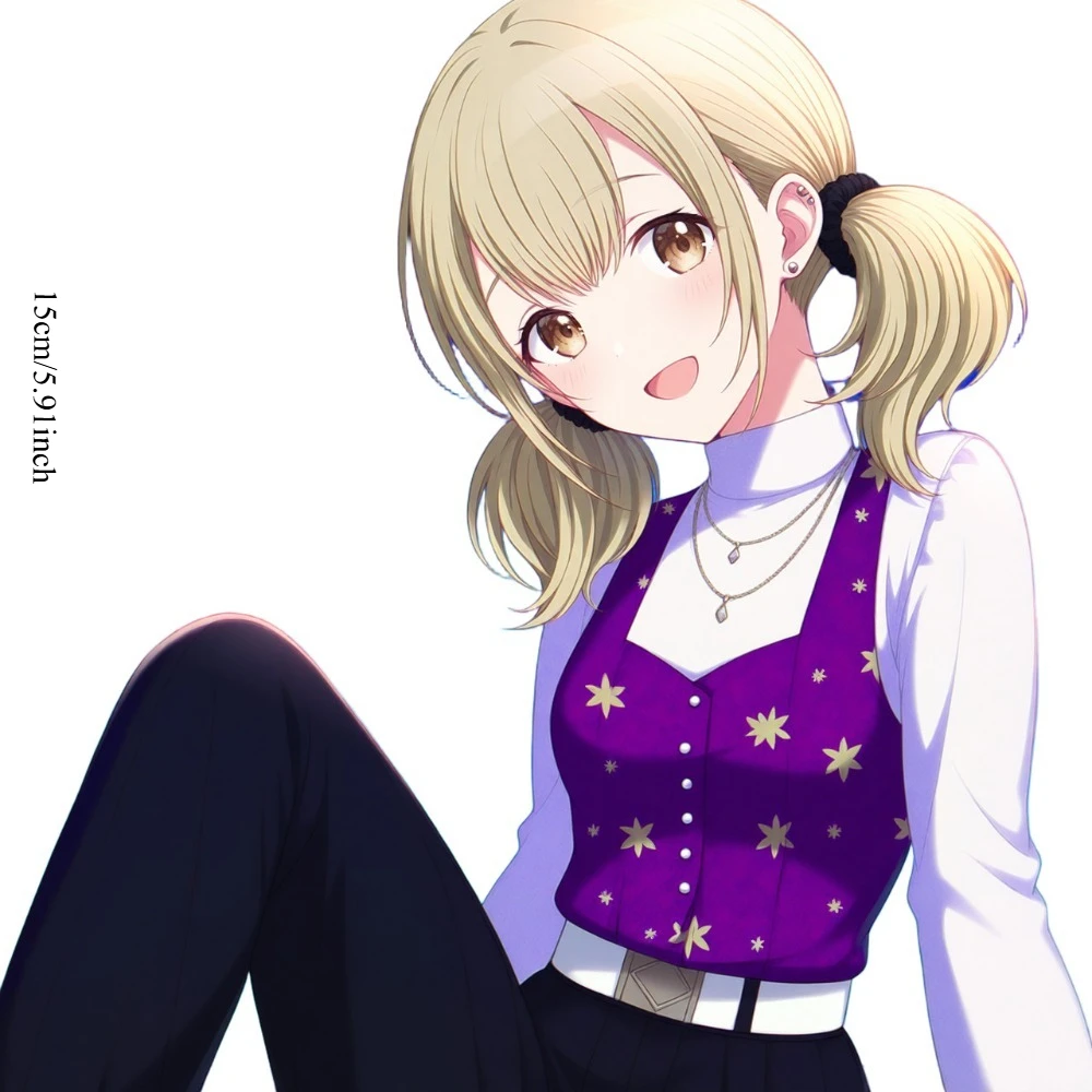 15cm Anime Girl Car Sticker Blonde Twin Tails Purple Star Vest Waterproof Vinyl Decal for Motorcycle Helmet Laptop view 2