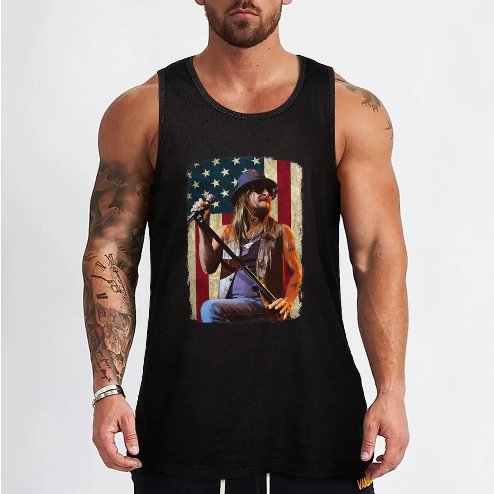 Vintage American Flag Kid Rock Legend Tank Top gym wear men gym shirt men sleeveless gym shirt man fitness Men's tops