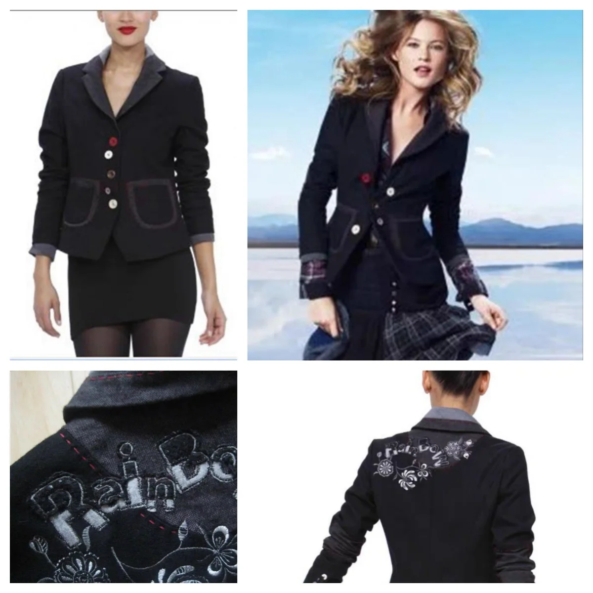 Spain foreign trade new fashion beauty suit jacket long sleeve splicing color buckle jacket