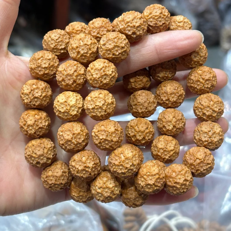 עבודה מלאה קוף אפרסק בור מגולף מגולף בעבודת יד פריחת צמיד ריאליסטי קצר עגול יום הולדת גברים