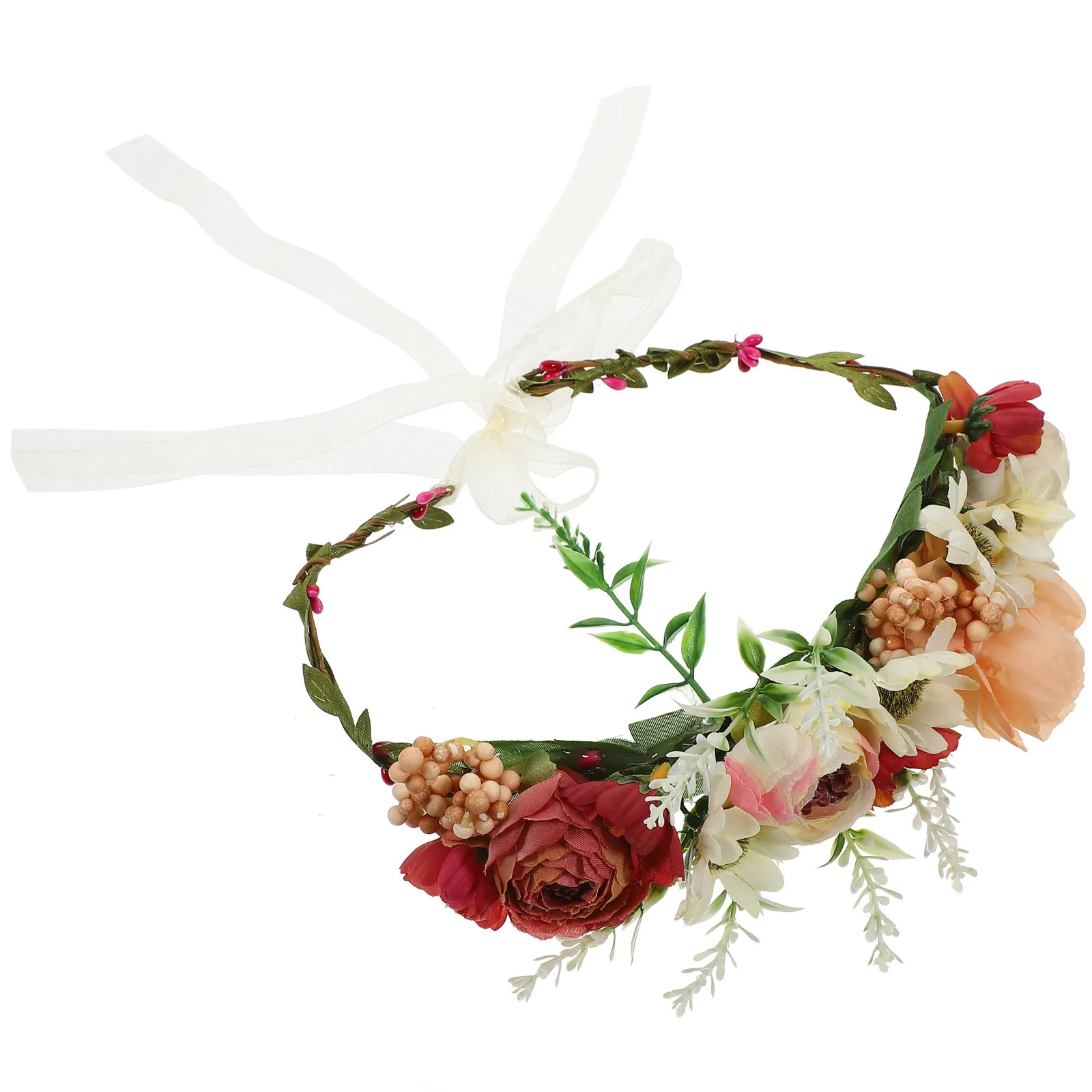 

Dog Wedding Flower Collar Adjustable Artificial Floral Ribbon Lightweight Pet Collar Dog Flower Crown for Wedding Festival