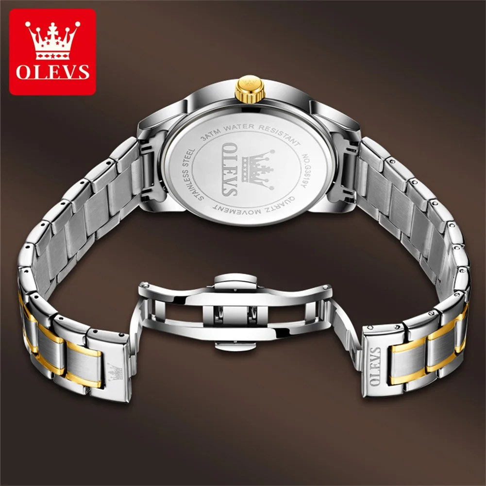 OLEVS-reloj de cuarzo con correa de acero inoxidable para hombre, cronógrafo de lujo, resistente al agua, con diseño de dragón, Original, novedad