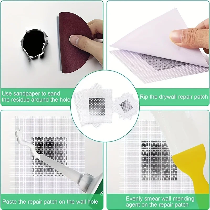 Patch de Réparation de Trous Muraux, Lumière de Fissure, Ensemble de Matériel de Panneau Mural, 1 Pièce
