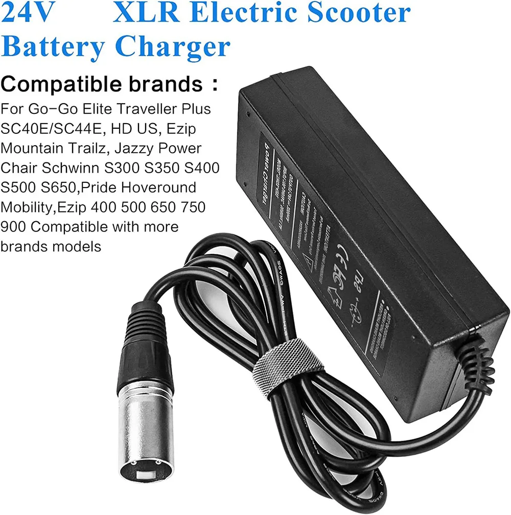 24V 3A Battery Charger for Electric Scooter, Wheelchairs, for Jazzy Power Chair, Pride Mobility, Shoprider, Drive Medical,Bladez