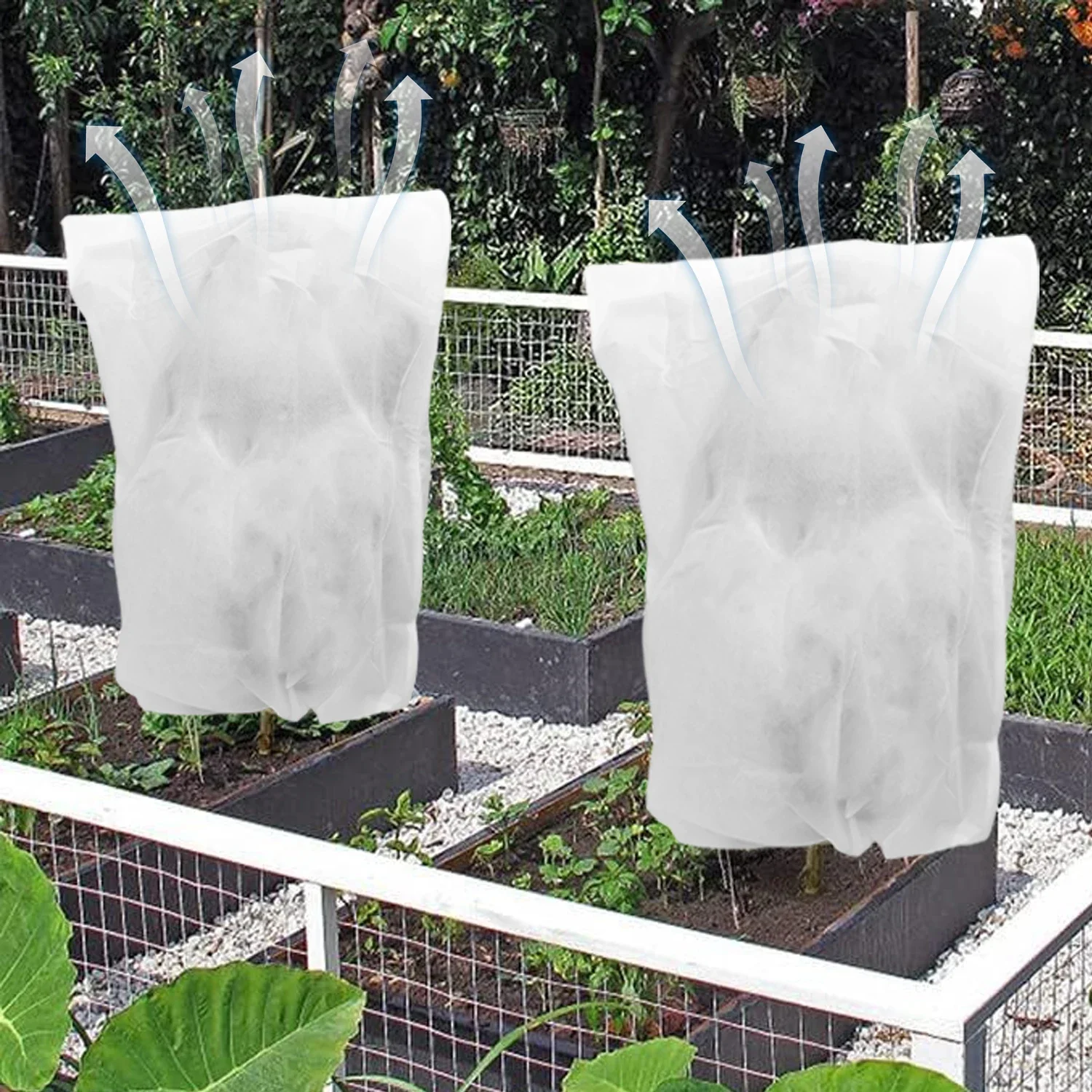 غطاء نباتي شتوي حقيبة حماية من التجميد بطانية شجرة مع سحاب برباط قابل لإعادة الاستخدام للحديقة قماش صقيع غير منسوج من الرياح #3