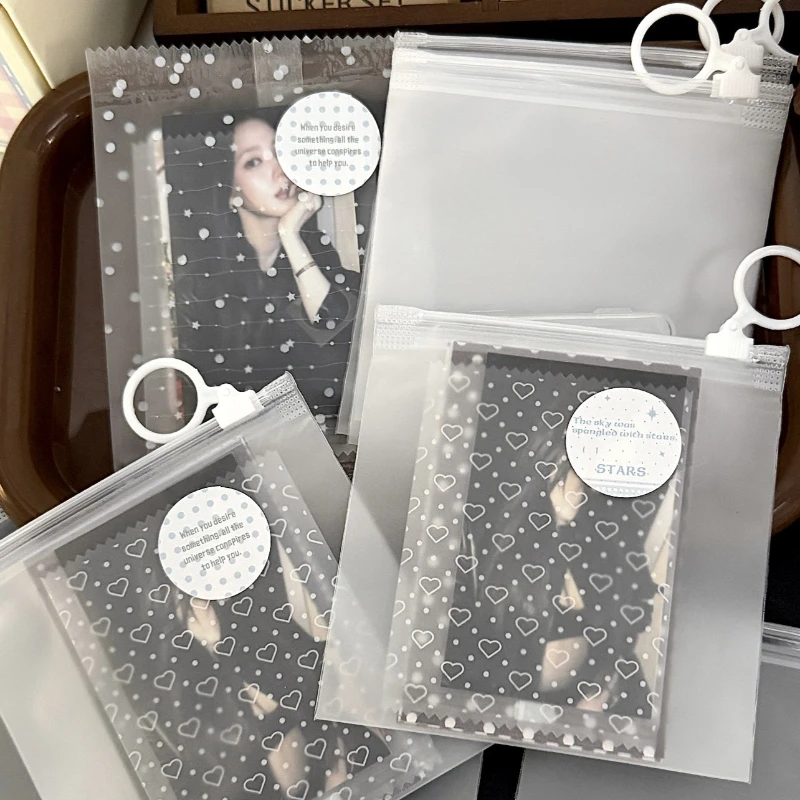 10pcs/set 11*11cm Aesthetic White Frosted Slider Photocard Holder New Ins Matte Pull Tab Bags for Badge Creative Gift Package