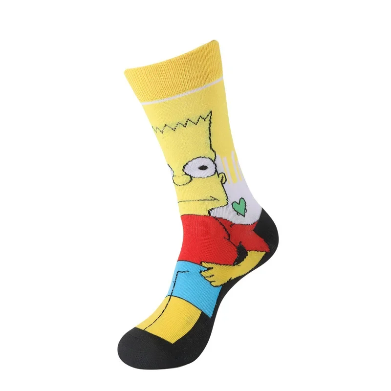 Disney Simpsons Cotton Socks Homer Bart Funny Anime Figures Sports Breathable Stocking Winter Warmth Women\'s Men\'s Kids Cosplay
