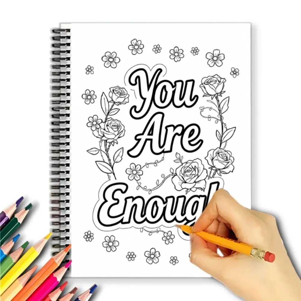 Cheerful Mental Health Coloring Book Motivational Quotes Spiral Bound Inspirational Coloring Book A4 Size Self Care Focus