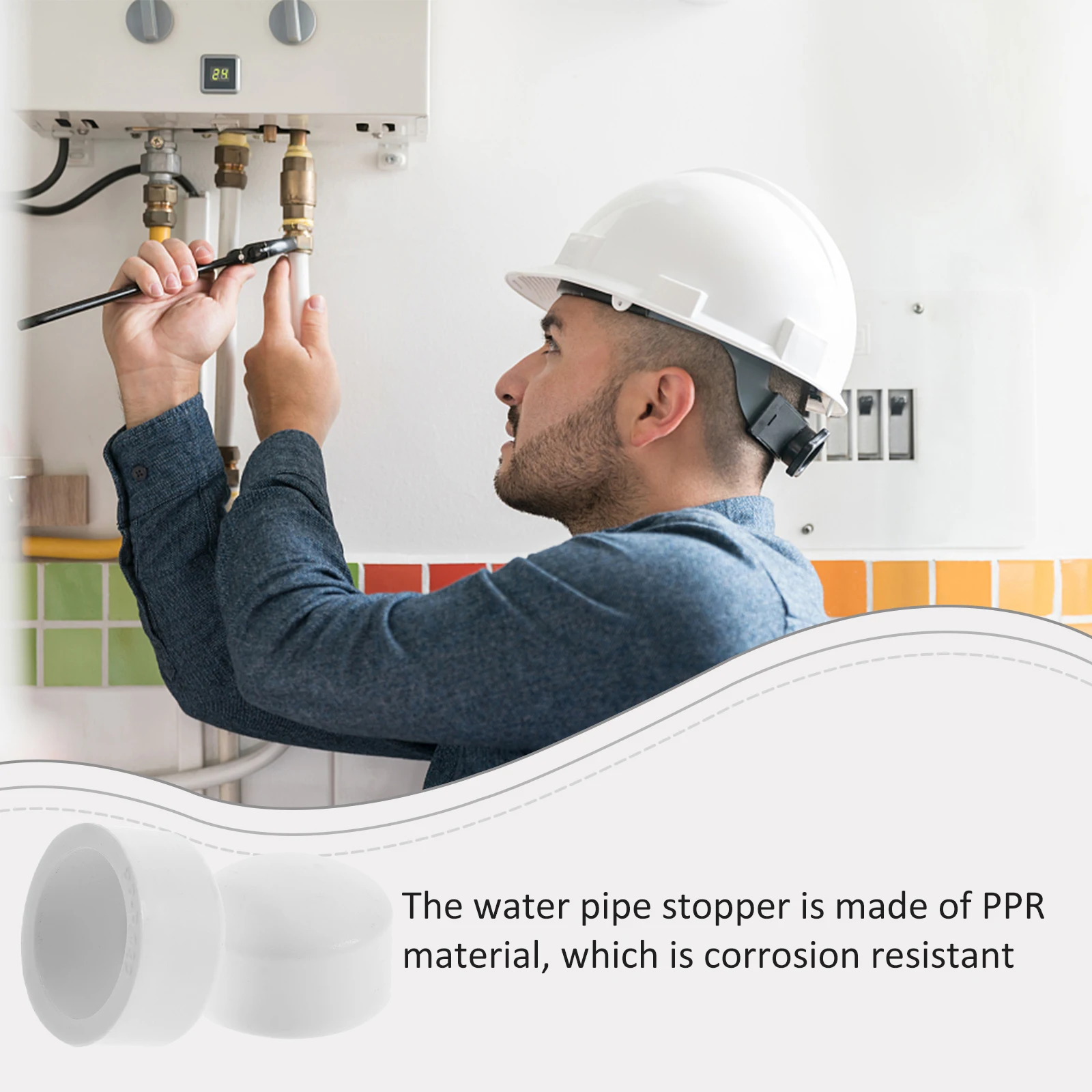 

50pcs Ppr Water Pipe Stopper End Cap Plug Fittings Dn25 24Mm Corrosion Resistant Hot Melt Connection Dust Gravel Protection For