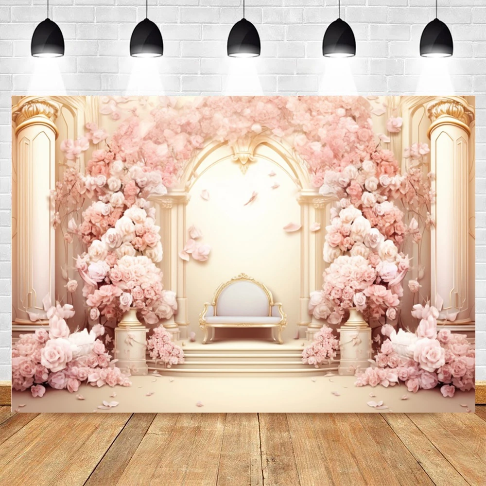 Wedding Backdrop Floral Flowers Bridal Shower Engagement Ceremony Party Photography Background Wall Decor Photo Studio Props