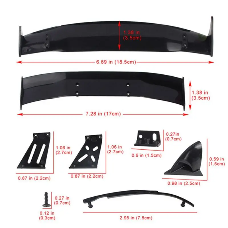 YSUN-3X For 1/10 RC Racing Drift Car Rear Wings Drift Road Body Spoiler Wing Universal Parts Accessories