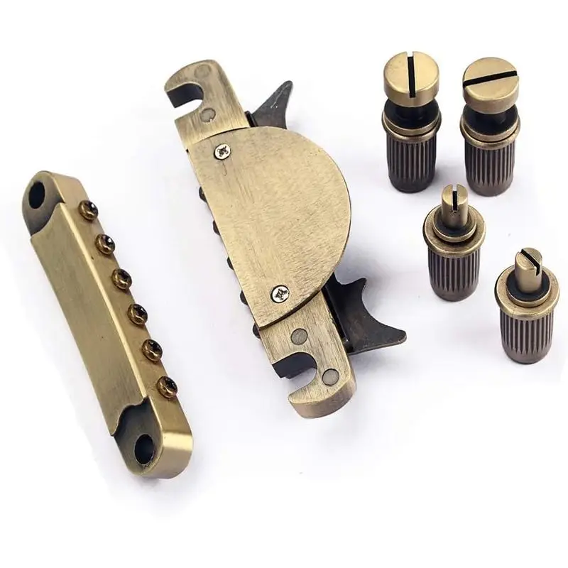 1 Set Tune‑O‑Matic Bridge Tailpiece with Roller Saddle Electric Guitar Replacement Bridge Saddle Parts Musical Instrument Access