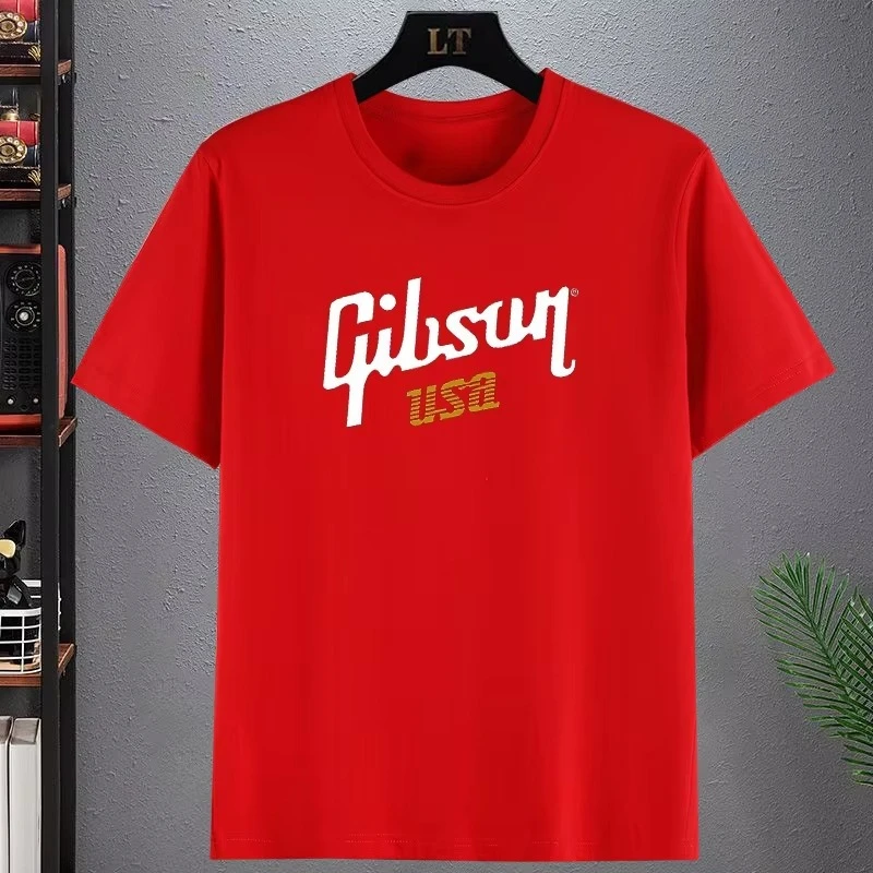 2025 nueva camiseta Gibson USA, camiseta de secado rápido, camisetas de talla grande, camiseta de secado rápido, ropa estética, camisetas lisas para hombres