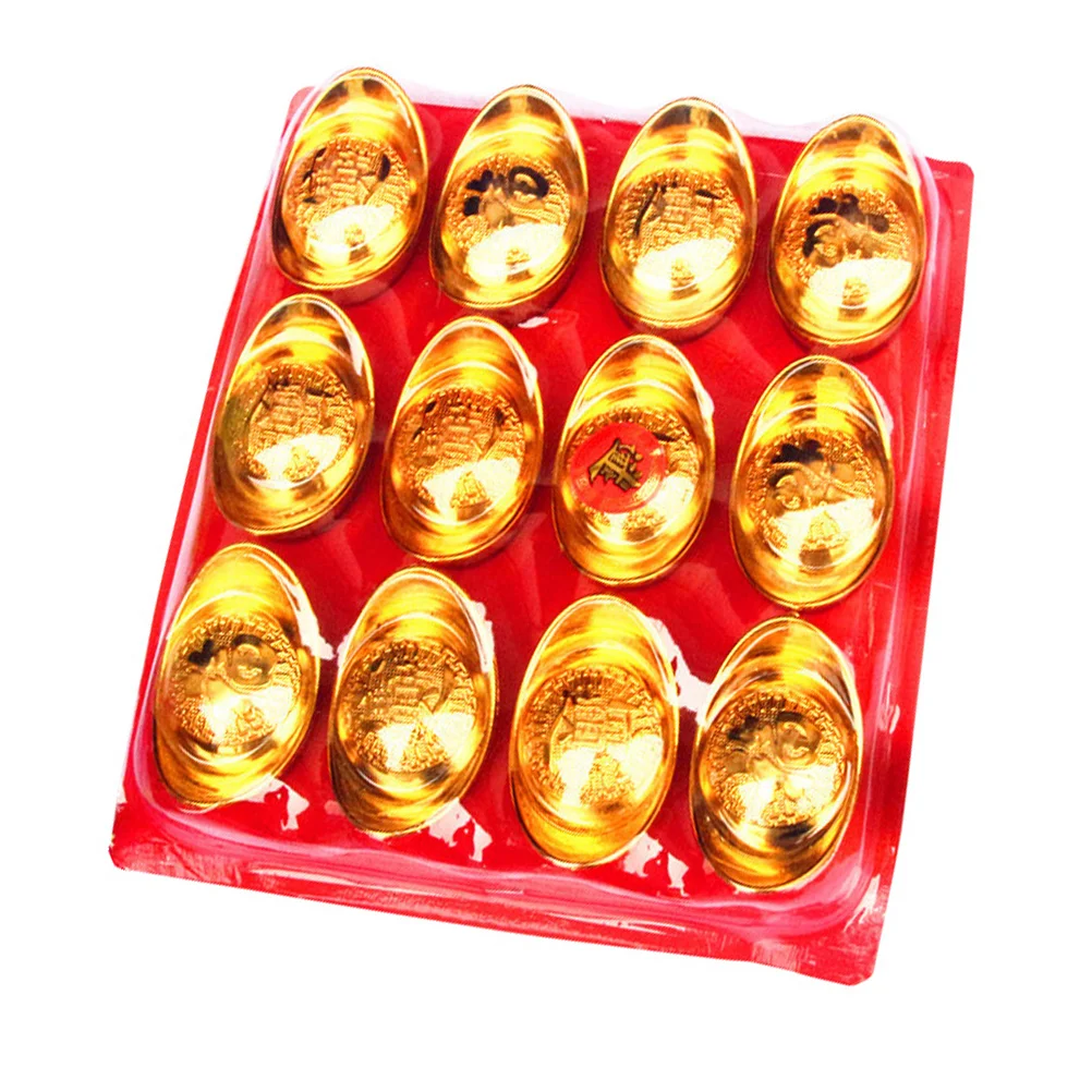 

Simulation Small Ingot Plastic Craft Scene Decor Decorative Gold Indoor Desktop Creative Ornament Vintage Ornaments