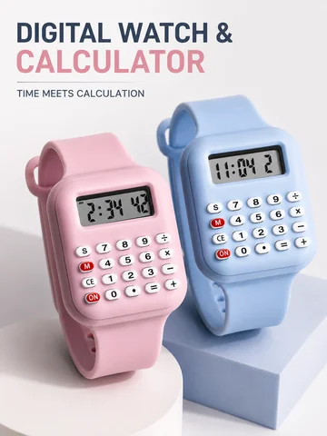 2-in-1 Calculator Watch, Vintage Digital Wristwatch with Numeric Keypad, Creative Time Display Calculator-shaped Watch
