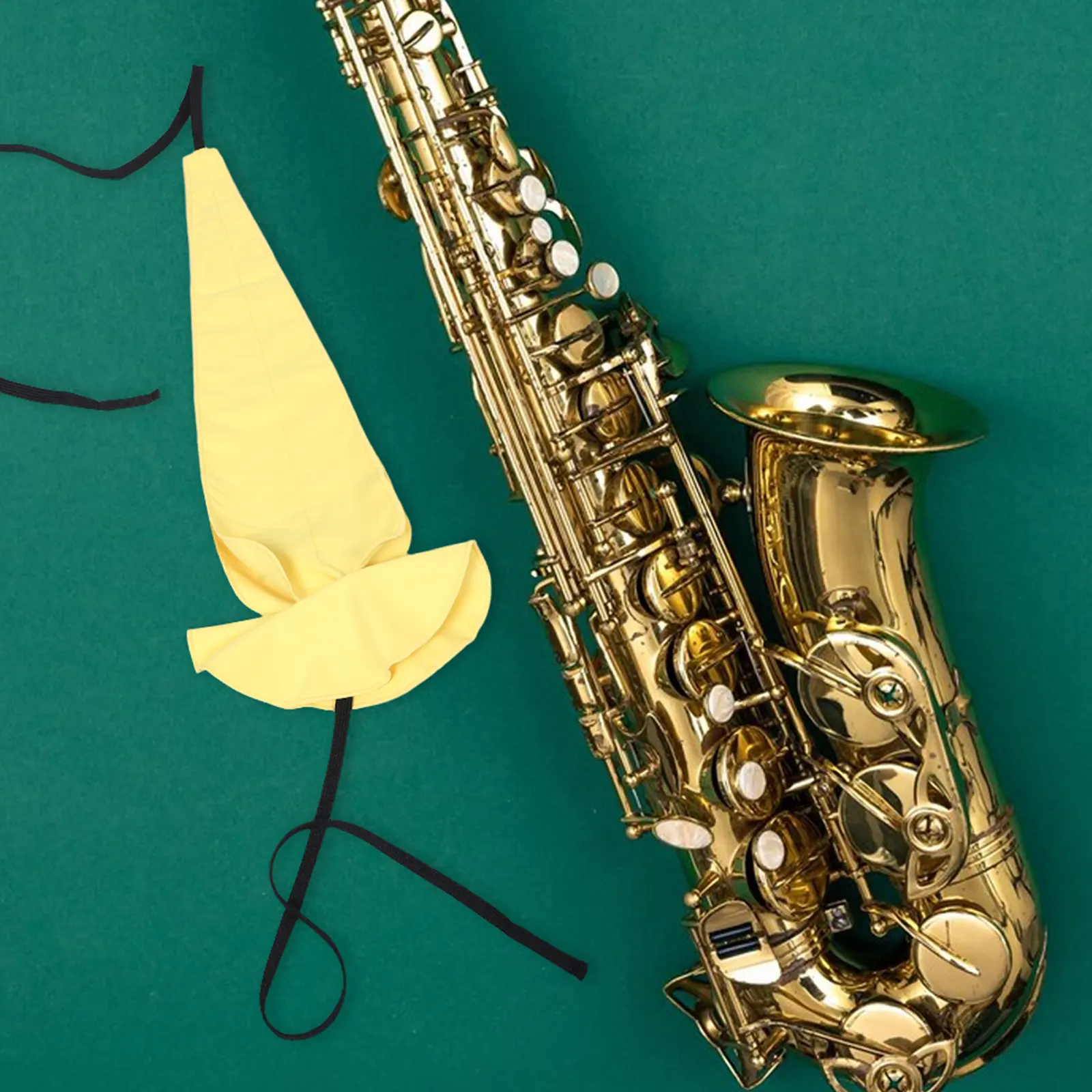 1Set Saxophone Cleaning Supplies Yellow Microfiber Cloth Mouthpiece Brush Quick Absorb for Alto Tenor Soprano Sax Woodwind