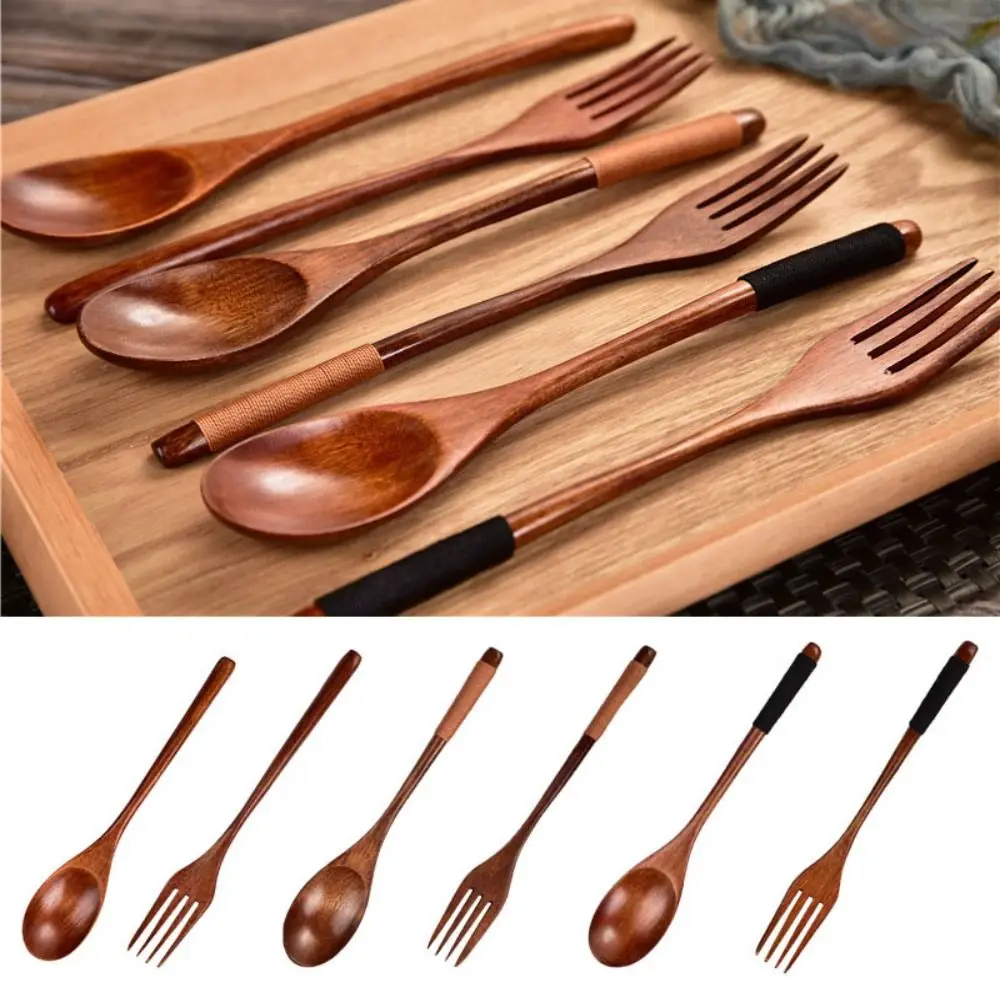 Handmade Wooden Spoon New Natural Wooden Fork Utensil Cereal Fork Kitchen Accessories