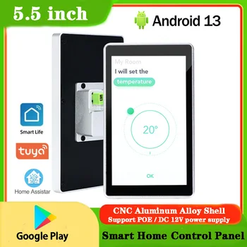 Montado na parede Painel de Controle Smart Home, Android 13, Tablet POE, 2G + 32G, Tuya, Alexa, Google Play Store, HomeAppliance, 5.5 