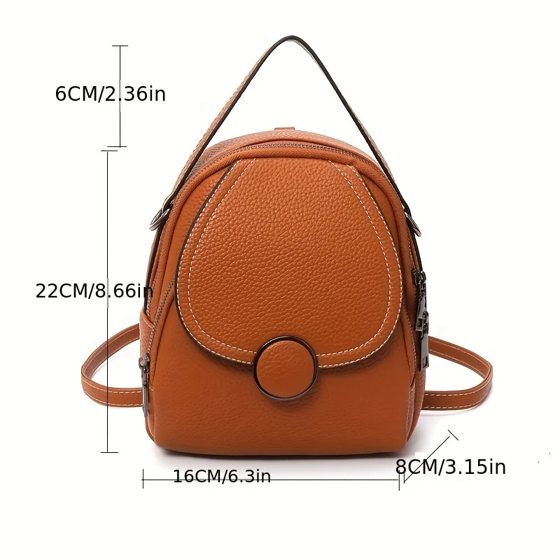 Mini flap backpack, casual convertible crossbody dome bag, faux leather top handle daypack (7.87*9.06*3.15) inch