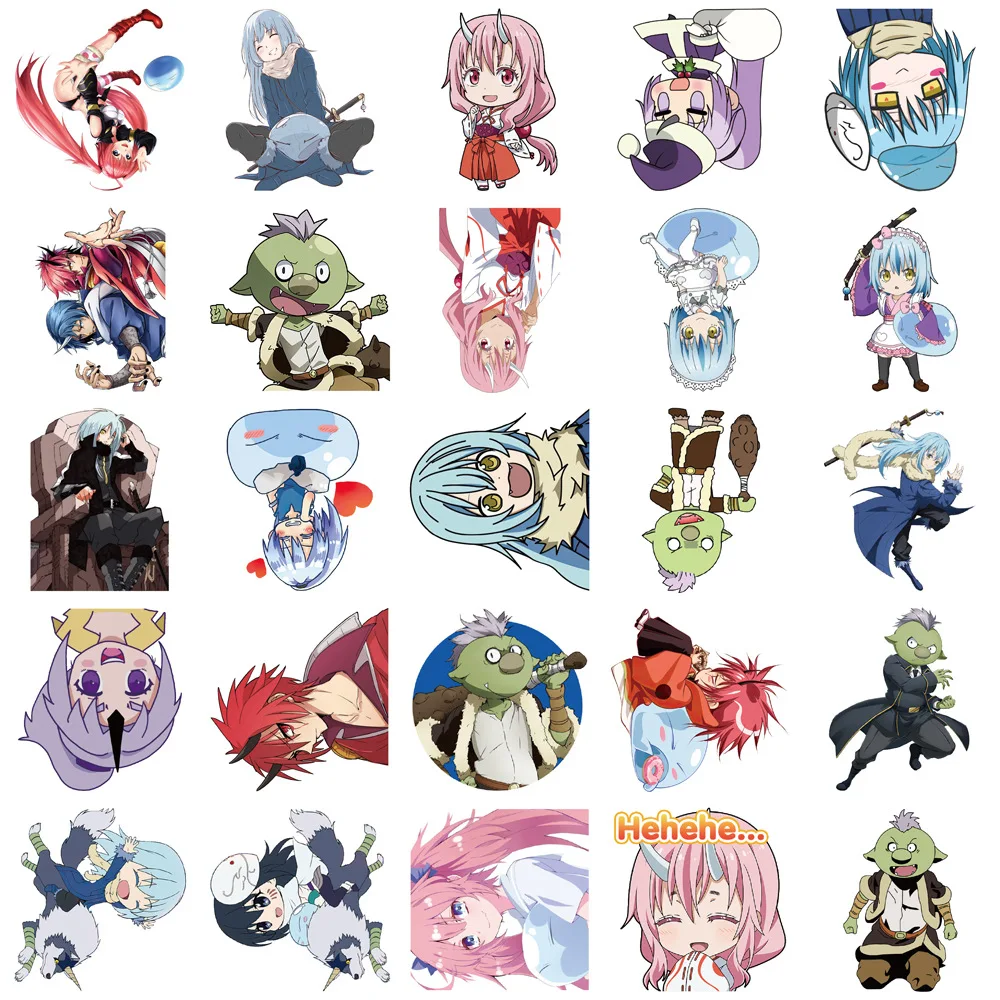 50pcs That Time I Got Reincarnated as a Slime Sticker Cartoon Mobile Phone Bottle Notebook Waterproof Decorative Stickers